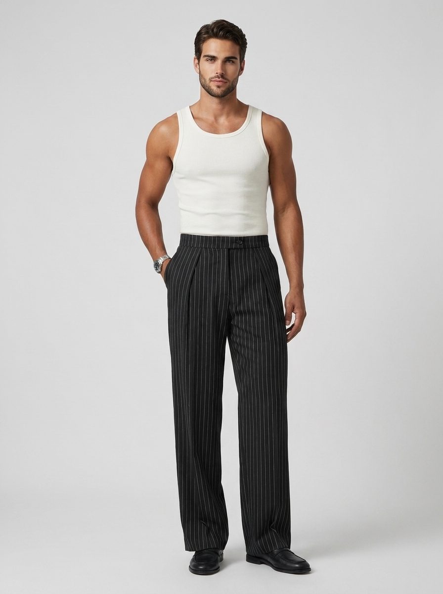 Gestreepte Wijde Pijp Pantalon voor Heren - View 3