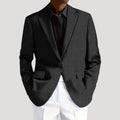 Gestructureerde Getailleerde Blazer voor Heren - Zwart