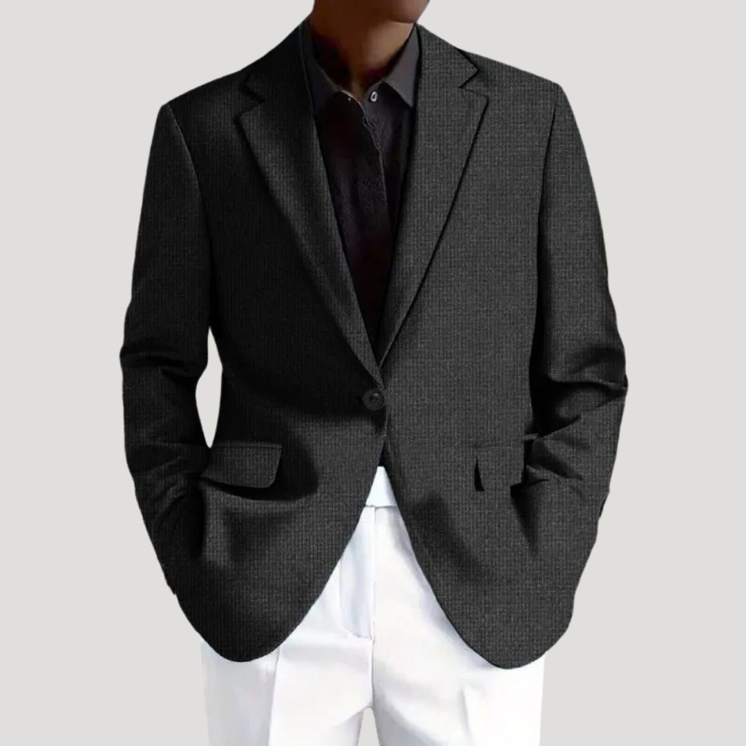 Gestructureerde Getailleerde Blazer voor Heren - Zwart