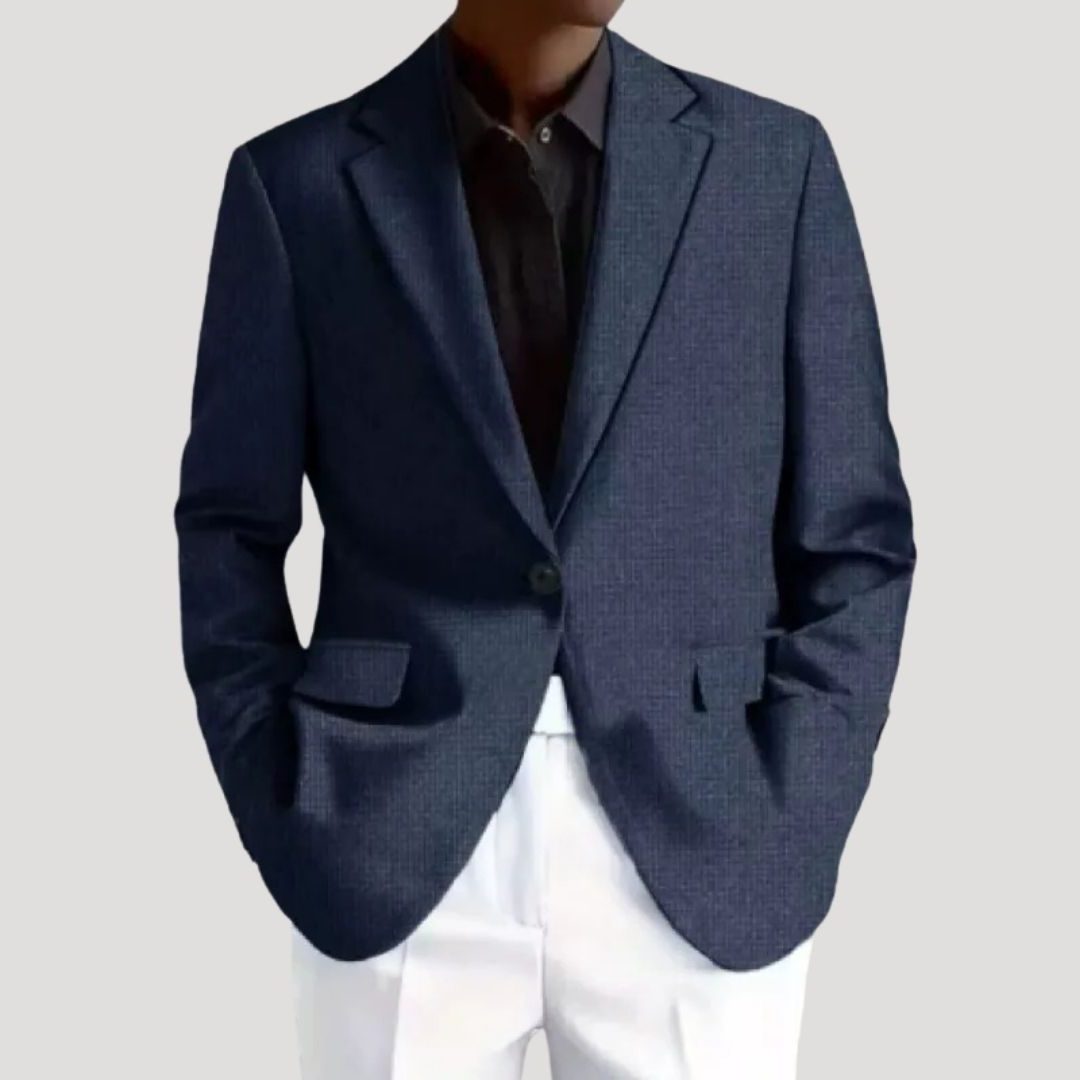 Gestructureerde Getailleerde Blazer voor Heren - Marine
