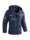 Gewatteerde Cargo Jas met Capuchon voor Heren - Marineblauw