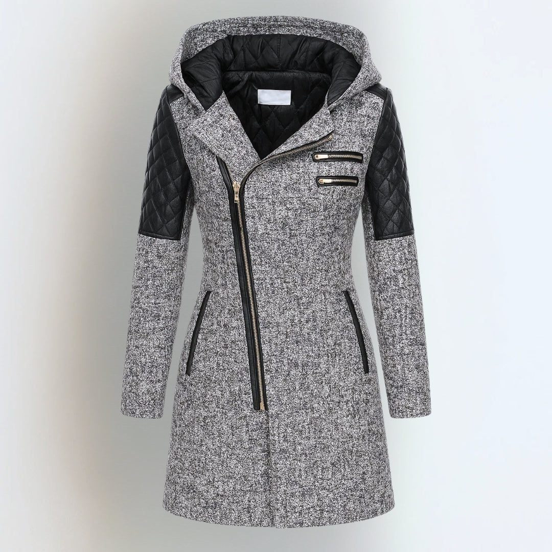 Gewatteerde Gemeleerde Winterjas met Capuchon voor Dames