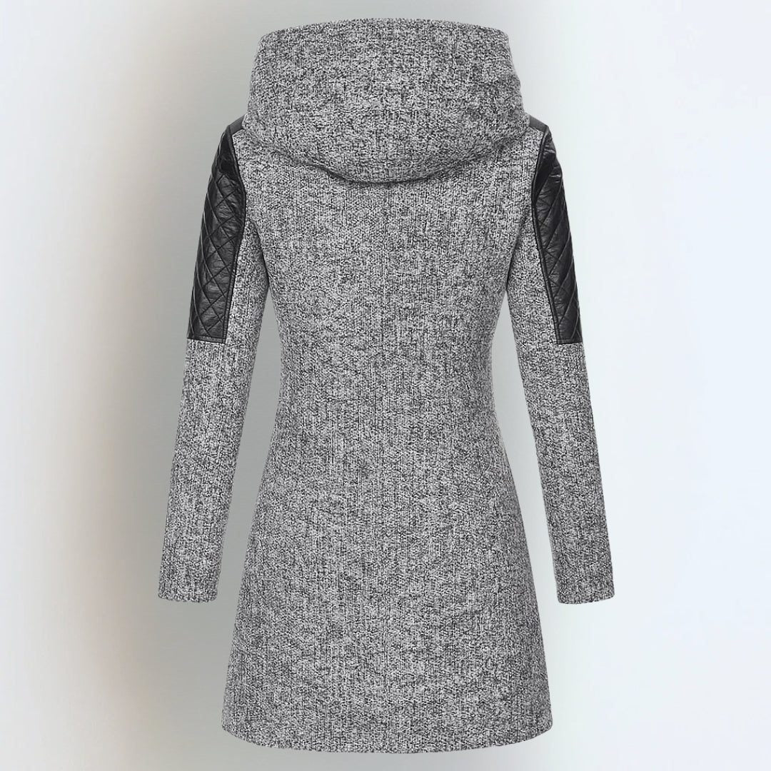 Gewatteerde Gemeleerde Winterjas met Capuchon voor Dames - View 2