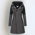 Gewatteerde Gemeleerde Winterjas met Capuchon voor Dames - Dark Gray