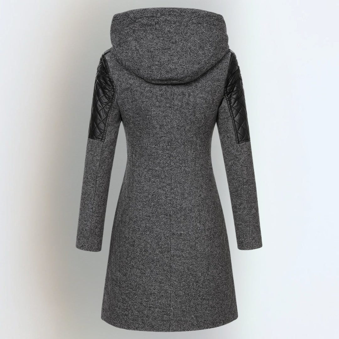 Gewatteerde Gemeleerde Winterjas met Capuchon voor Dames - View 4