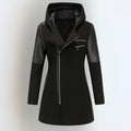 Gewatteerde Gemeleerde Winterjas met Capuchon voor Dames - Black