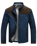 Gewatteerde Hybride Jas met Denim Mouwen voor Heren - Bruin