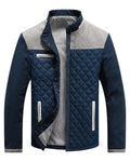 Gewatteerde Hybride Jas met Denim Mouwen voor Heren - Grijs