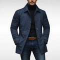 Gewatteerde Jas met Knoopsluiting voor Heren - Marineblauw