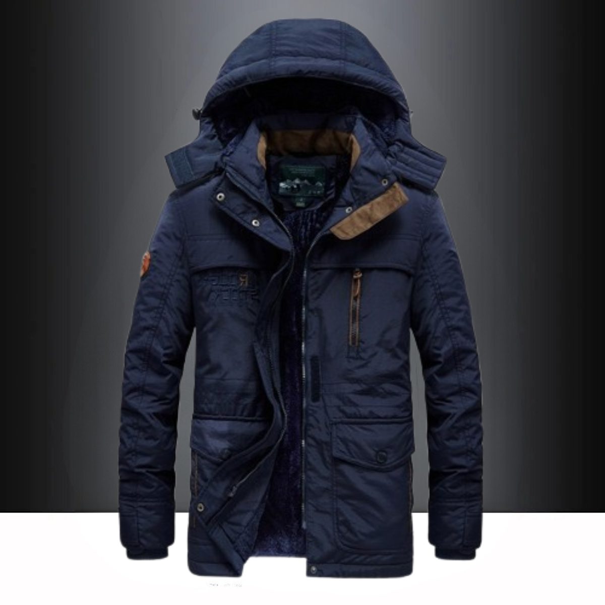 Gewatteerde Parka met Capuchon voor Heren - Donkerblauw