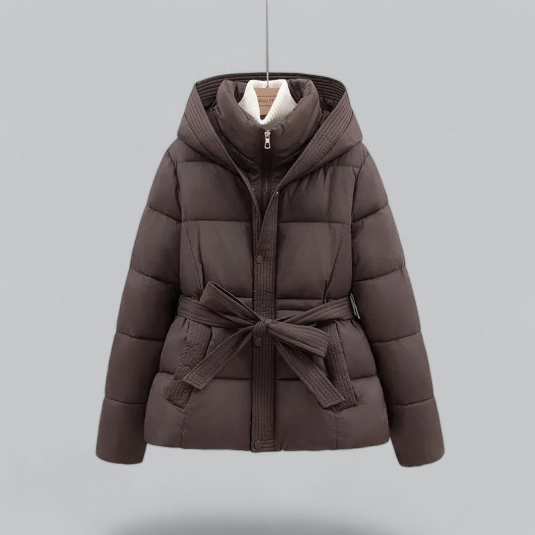Gewatteerde Parka met Riem voor Dames - Brown