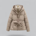 Gewatteerde Parka met Riem voor Dames - Beige