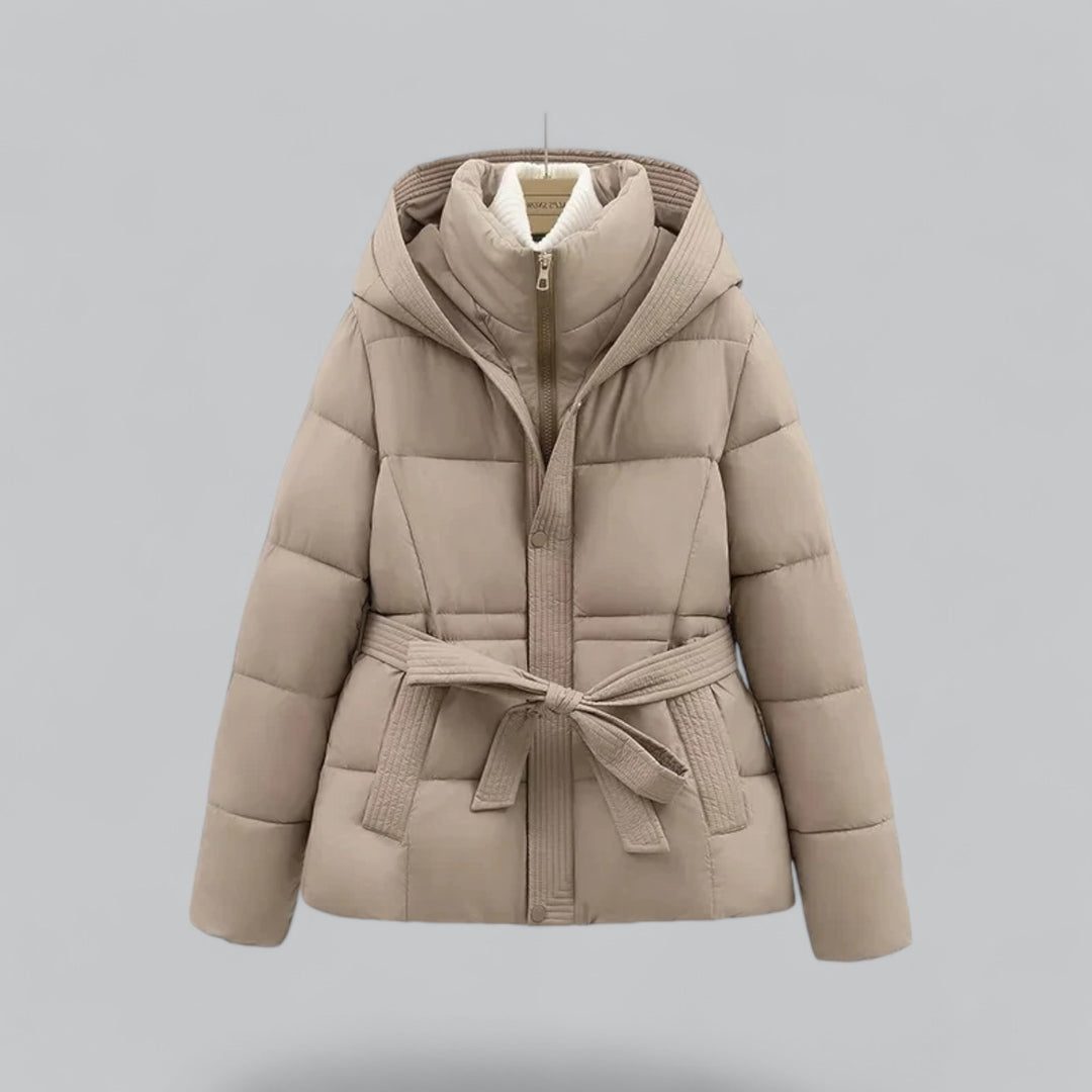 Gewatteerde Parka met Riem voor Dames - Beige