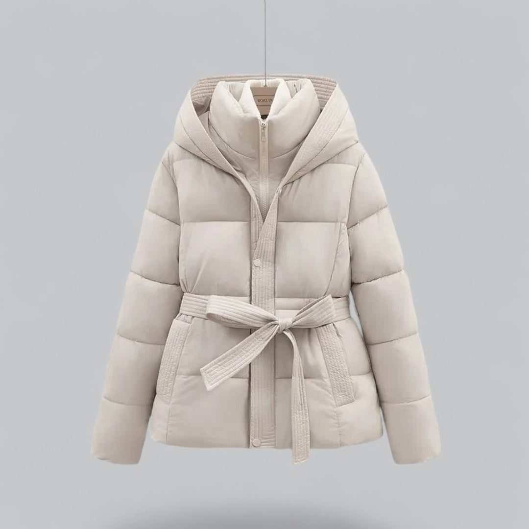 Gewatteerde Parka met Riem voor Dames - White