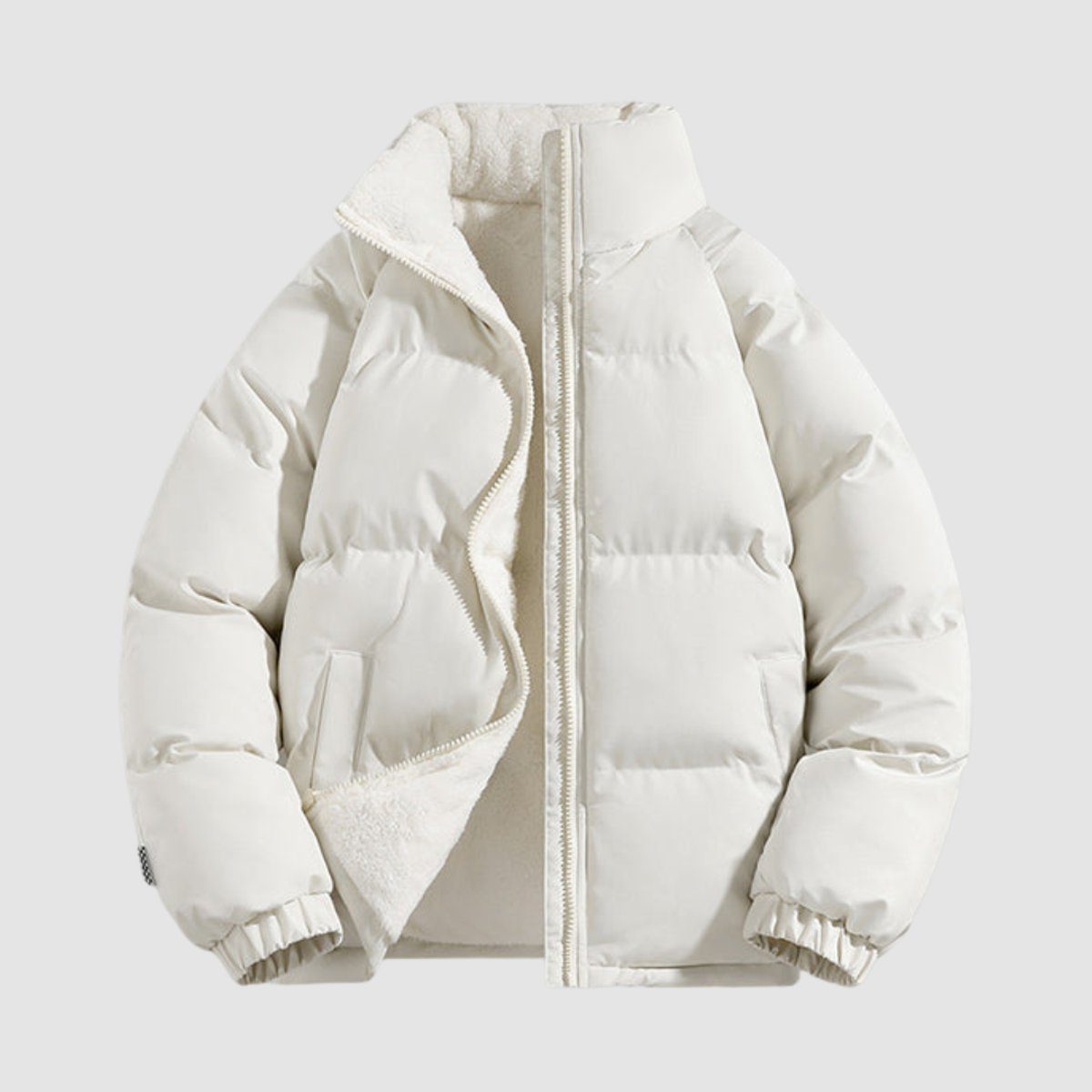 Gewatteerde Pufferjack met Fleecevoering en Capuchon voor Dames - Beige