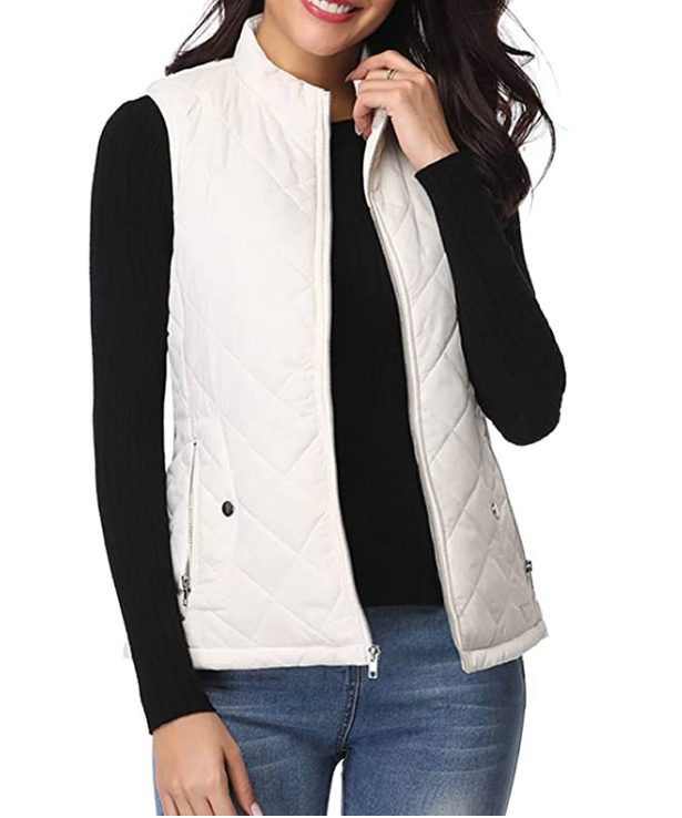 Gewatteerde Ritssluiting Bodywarmer voor Dames - Wit