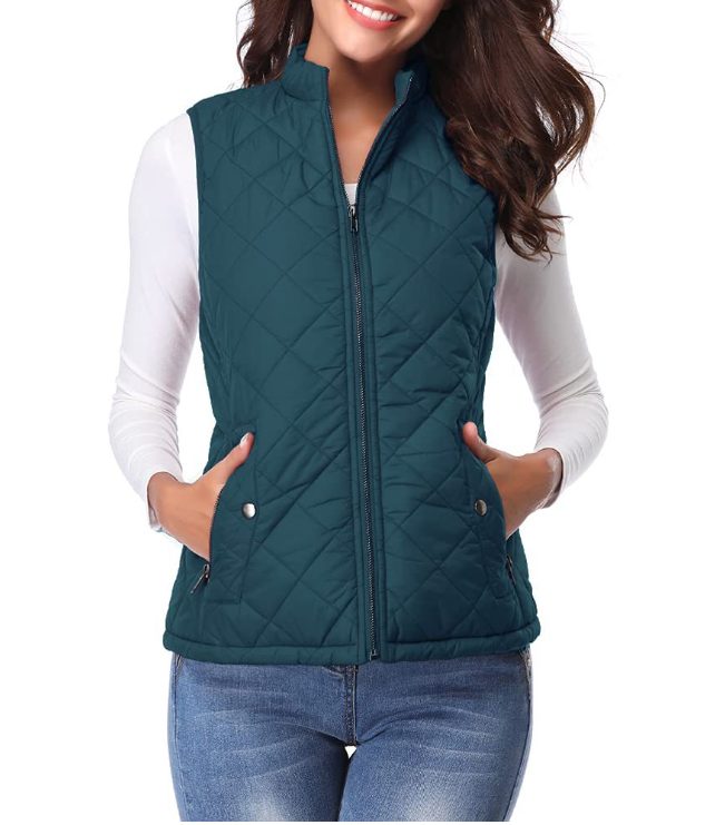 Gewatteerde Ritssluiting Bodywarmer voor Dames - Oceaanblauw