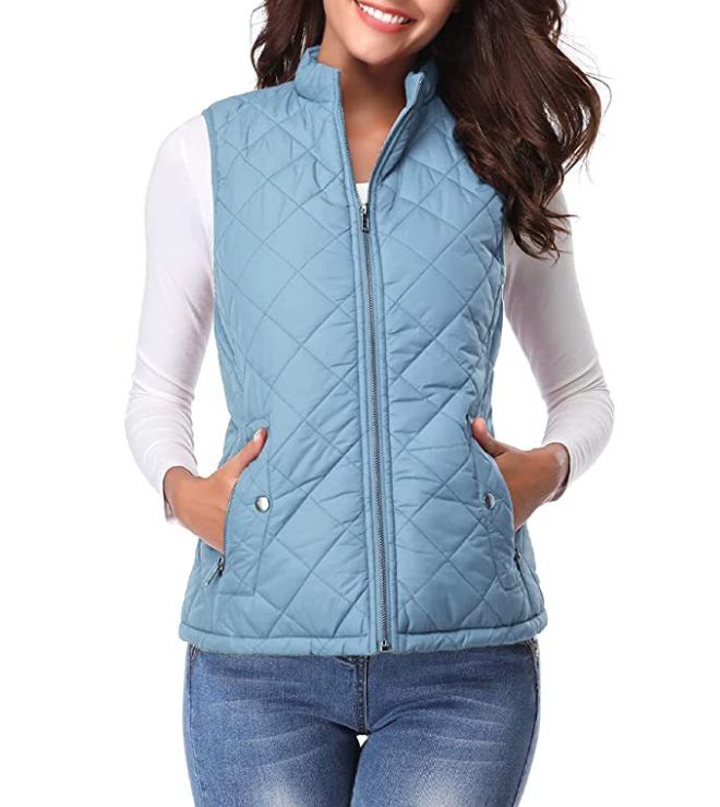 Gewatteerde Ritssluiting Bodywarmer voor Dames - Lichtblauw