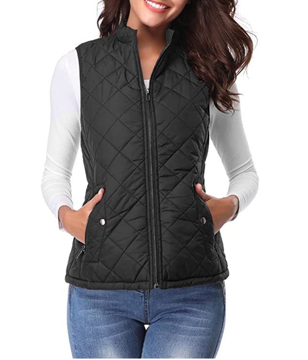Gewatteerde Ritssluiting Bodywarmer voor Dames - Zwart