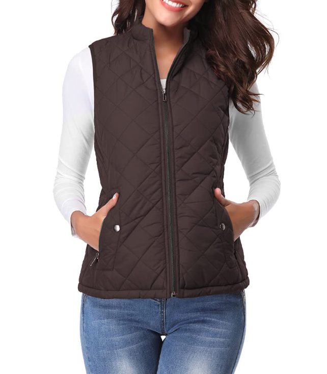 Gewatteerde Ritssluiting Bodywarmer voor Dames - Bruin
