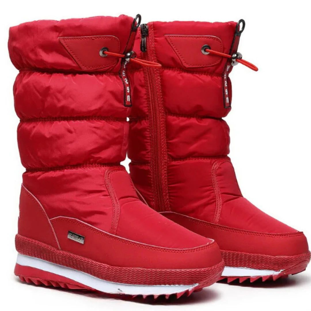 Gewatteerde Snowboots met Trekkingzool voor Dames - Rood