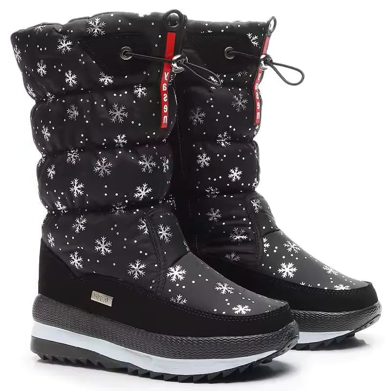 Gewatteerde Snowboots met Trekkingzool voor Dames - Zwart – Sneeuw