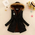 Gewatteerde Winterjas met Capuchon voor Dames - Black