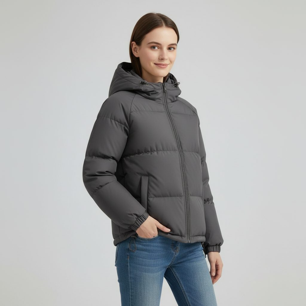 Gewatteerde Winterjas met Ritssluiting voor Dames - View 25