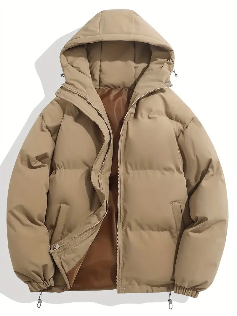 Gewatteerde Winterjas met Ritssluiting voor Dames - Beige