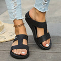 Gewebde Open Teen Sandalen met Verstelbare Gespen voor Dames - Zwart