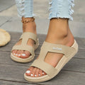 Gewebde Open Teen Sandalen met Verstelbare Gespen voor Dames - Khaki