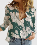 Linnen V-Hals Blouse met Knoopsluiting voor Dames