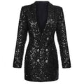Glitter Blazer Jurk met Dubbele Rij Knoopsluiting voor Dames