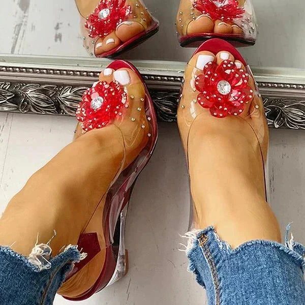 Glitter Open Teen Sandalen met Verstelbare Gespen voor Dames