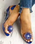 Glitter Open Teen Sandalen met Verstelbare Gespen voor Dames - Blauw
