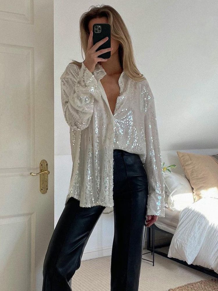 Glitter Oversized Blouse voor Dames