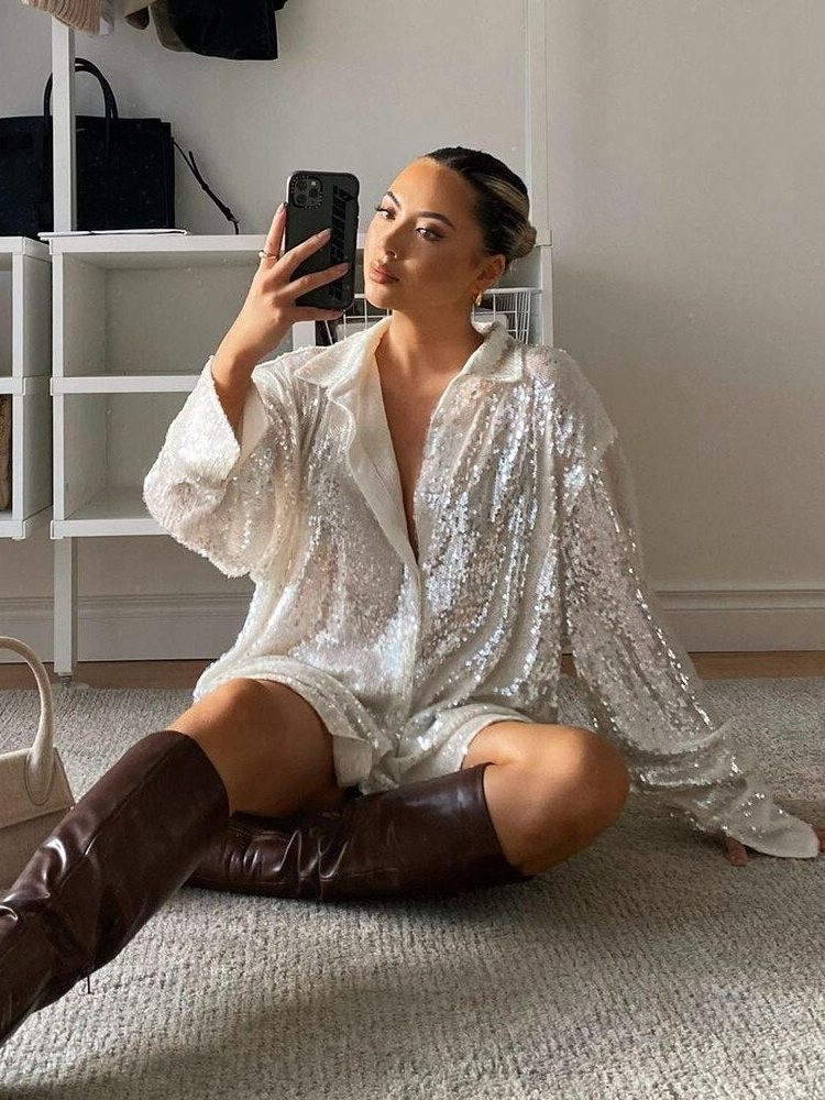 Glitter Oversized Blouse voor Dames - View 2