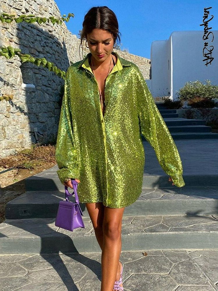 Glitter Oversized Blouse voor Dames - View 5