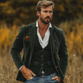 Grijze Rib Blazer met Gilet voor Heren - Groen