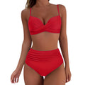 Halternek Bikini met Hoge Taille voor Dames - Rood