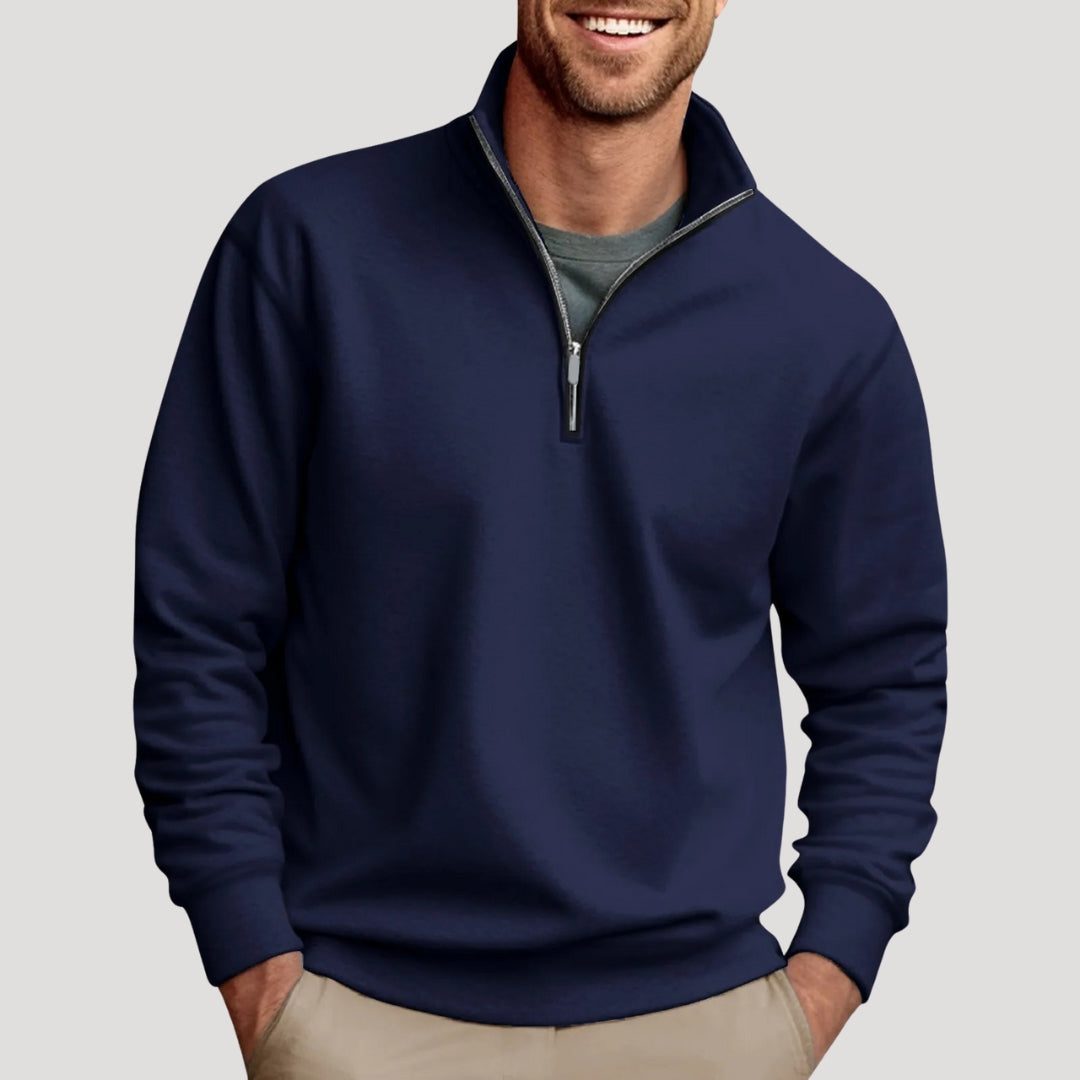 Halve Rits Sweatshirt met Lange Mouwen voor Heren - Marineblauw