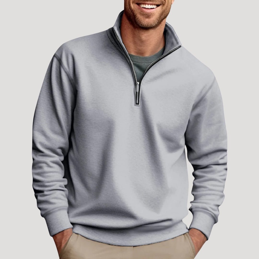 Halve Rits Sweatshirt met Lange Mouwen voor Heren - Grijs