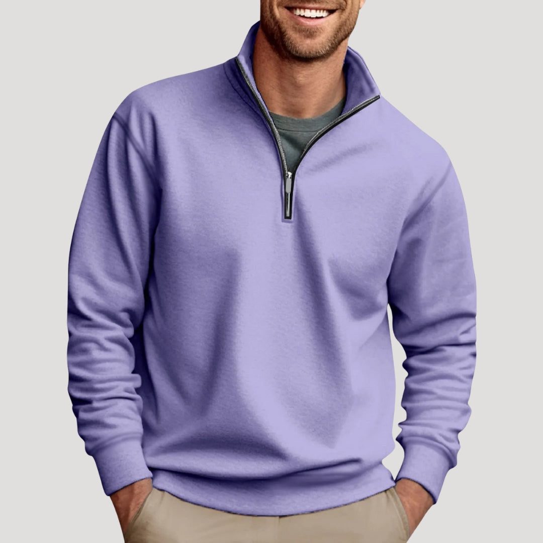 Halve Rits Sweatshirt met Lange Mouwen voor Heren - Paars
