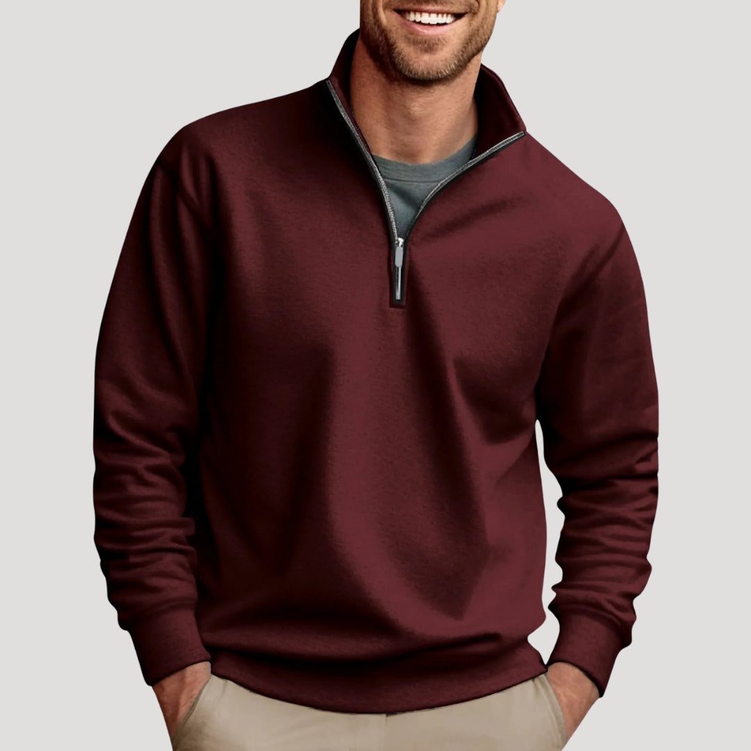Halve Rits Sweatshirt met Lange Mouwen voor Heren - Bruin