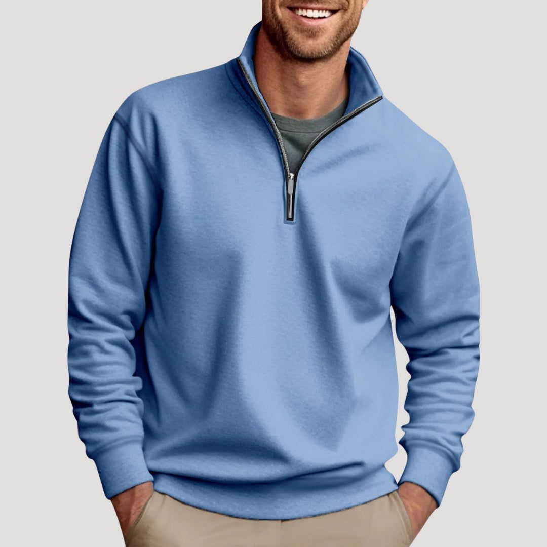 Halve Rits Sweatshirt met Lange Mouwen voor Heren - Blauw