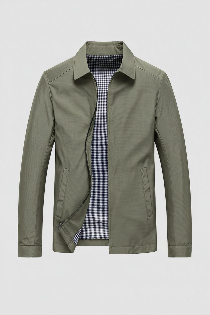 Harrington Jas met Opstaande Kraag voor Heren - Olijf