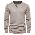 Henley Overhemd met Lange Mouwen voor Heren - Beige