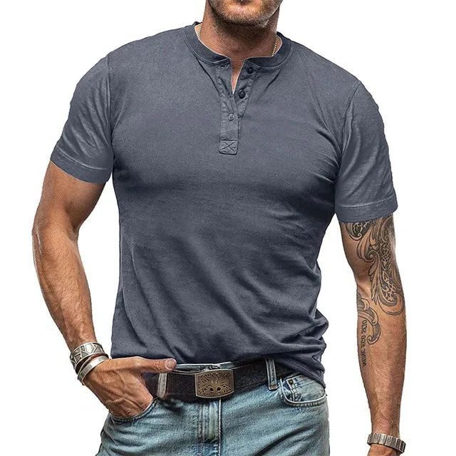 Henley T-shirt met Korte Mouwen voor Heren