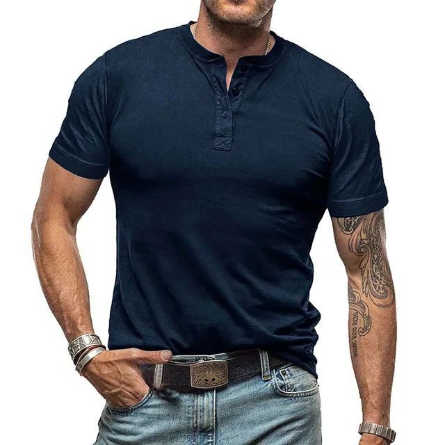 Henley T-shirt met Korte Mouwen voor Heren