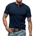Henley T-shirt met Korte Mouwen voor Heren - Marineblauw